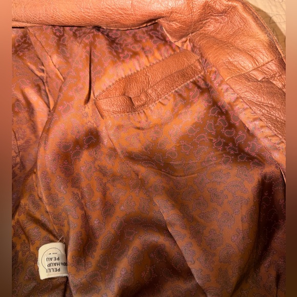 Vintage 70s Italian Fiats Tempo Sportivo Brown Leather Bomber Jacket - Picture 10 of 16